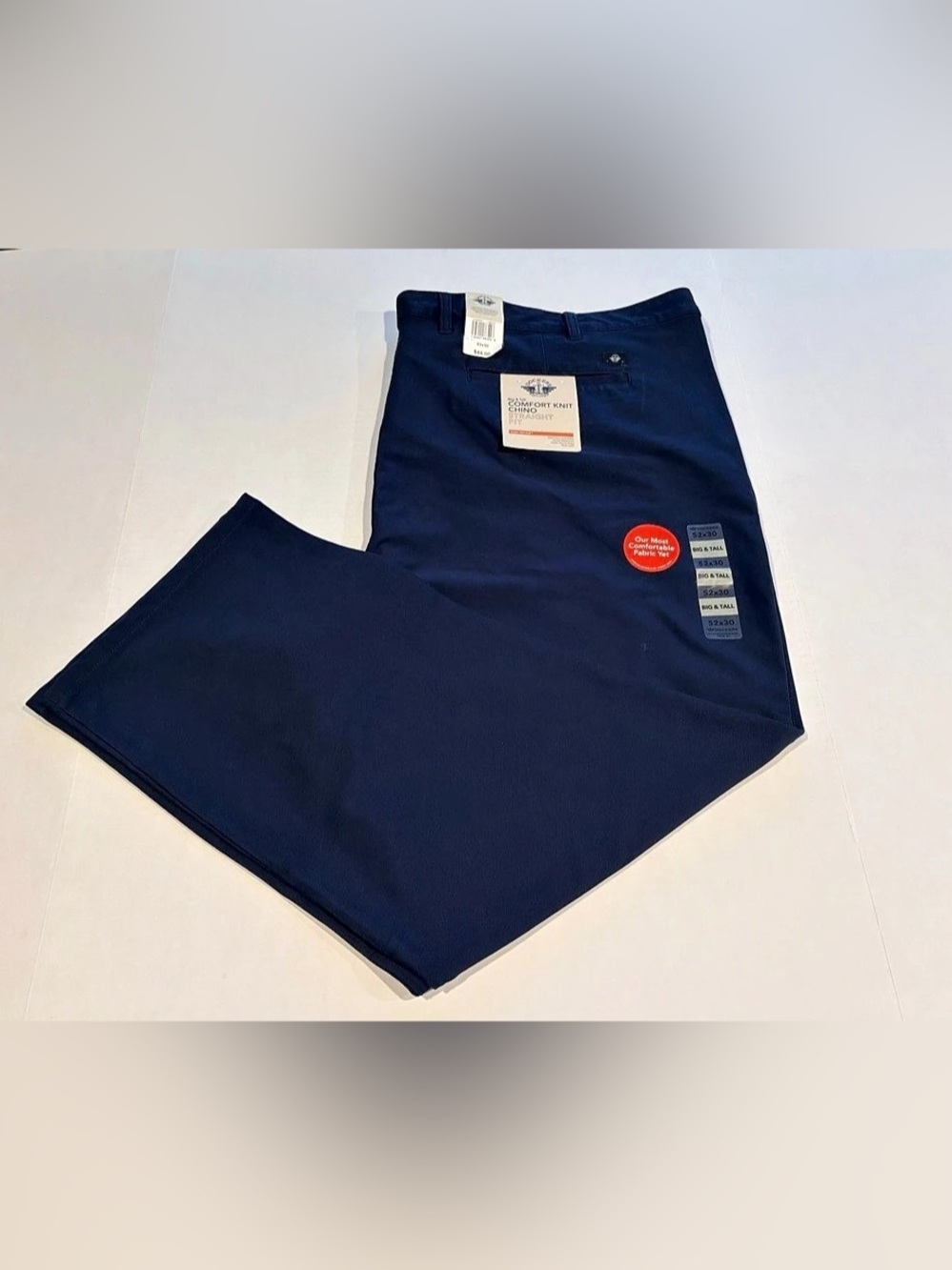 DOCKERS Men's Big & Tall Comfort Knit Chino Straight Fit Pants Navy 52x30 NWT